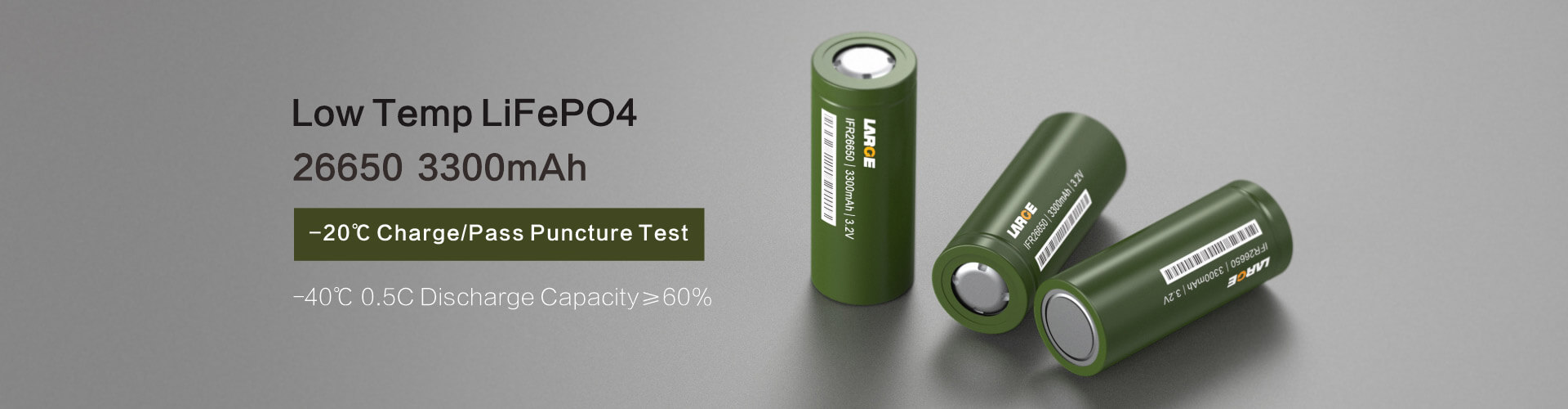 Low Temperature LiFePO4 26650 3300mAh