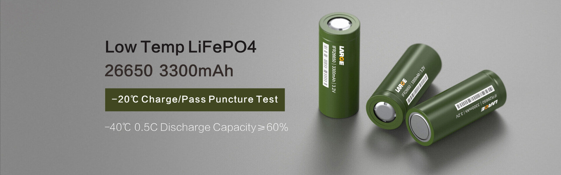 Low Temperature LiFePO4 26650 3300mAh